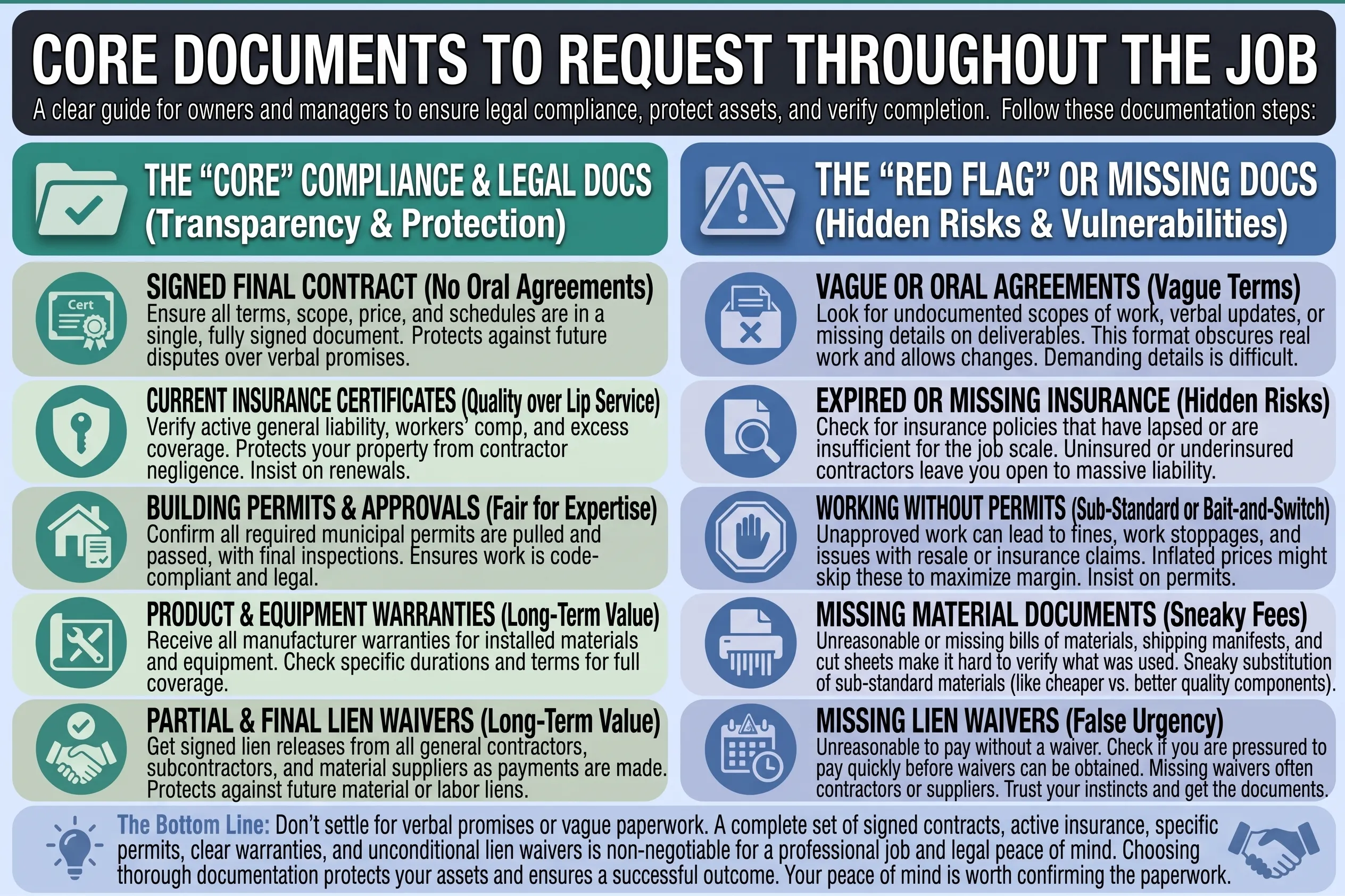 Core Documents to Request Throughout the Job
